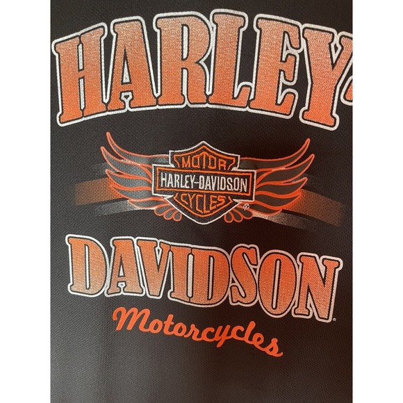 Harley Davidson XL Short Sleeve Women's Baseball Style Jersey Black Orange VA - Picture 4 of 14
